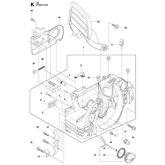 Crankcase Assembly for Husqvarna 135 Chainsaw