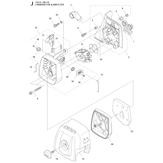 Carburetor & Air Filter for Husqvarna 135R Brushcutters