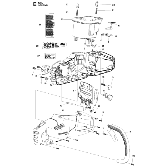 Housing Assembly for Husqvarna 136LI Chainsaw