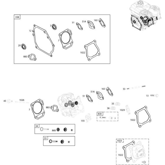 Cylinder Head Assembly for Briggs and Stratton Model No.13R232-0001-F1 Horizontal Shaft Engine