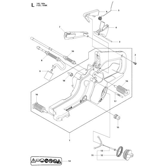 Fuel Tank Assembly for Husqvarna 140 Chainsaw