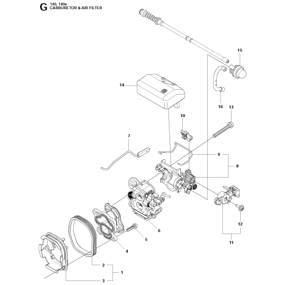 Carburetor & Air Filter Assembly for Husqvarna 140 Chainsaw