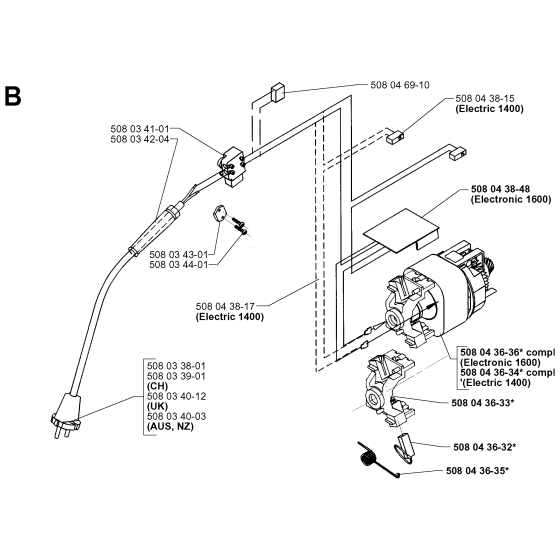 Electrical Assembly for Husqvarna 1400 Electric Chainsaws