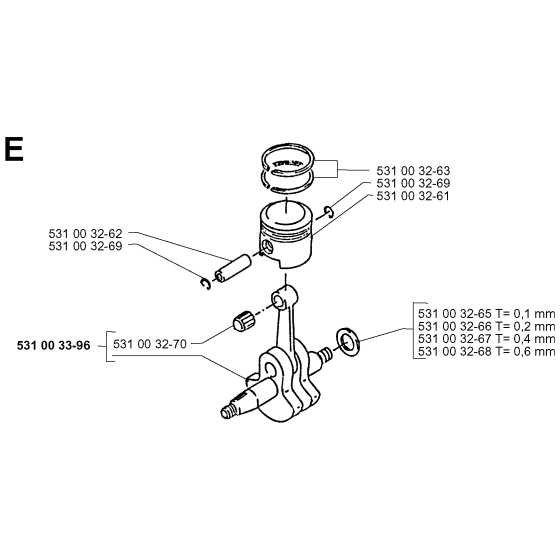 Piston & Crankshaft Assembly For Husqvarna 140B Leaf Blowers