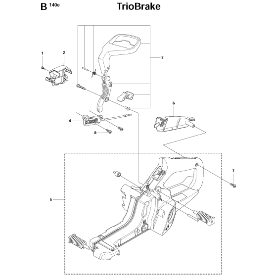 Fuel Tank & Handle Assembly for Husqvarna 140e Triobrake Chainsaws