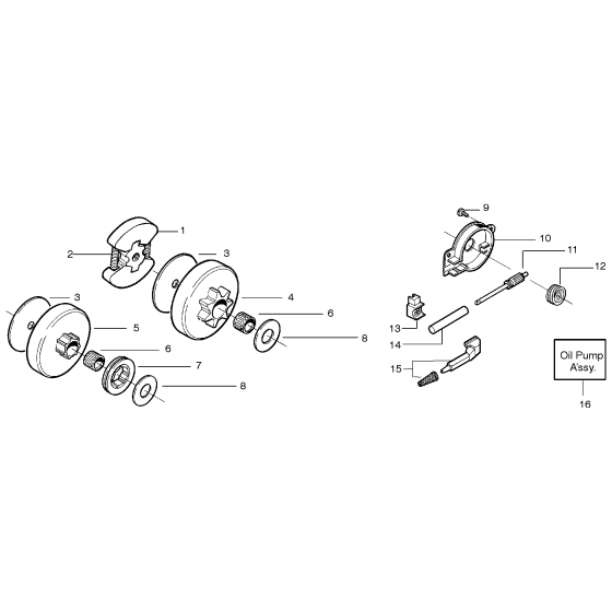 Clutch & Oil Pump Assembly for Husqvarna 141 Chainsaw