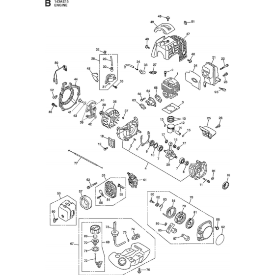 Engine Assembly for Husqvarna 143AE15 Earth Auger