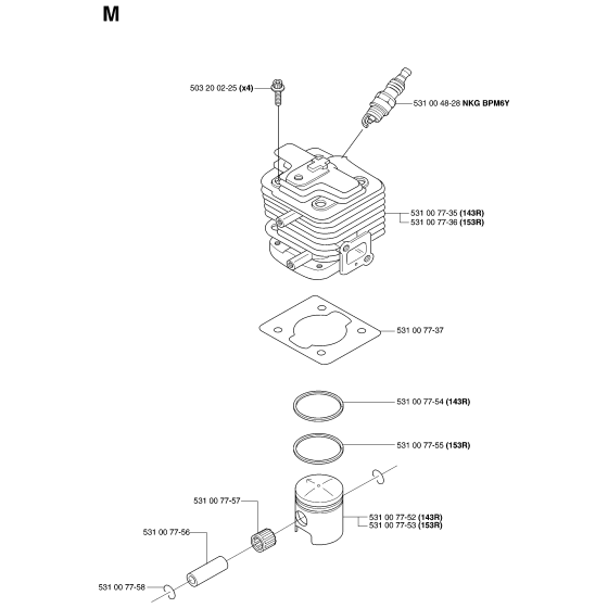 Cylinder Piston for Husqvarna 143R Brushcutters