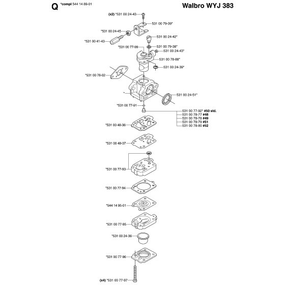 Carburetor Details for Husqvarna 143R Brushcutters