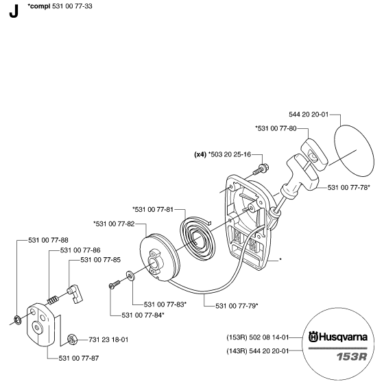 Starter for Husqvarna 143R Brushcutters