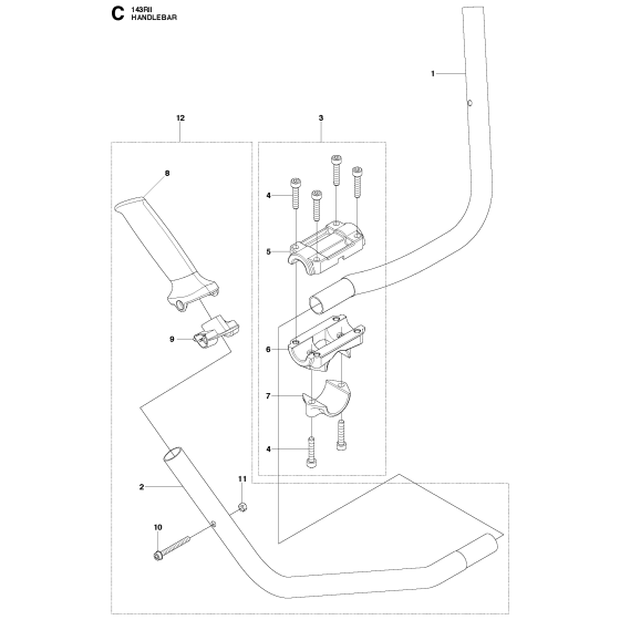 Handle for Husqvarna 143Rii Brushcutters