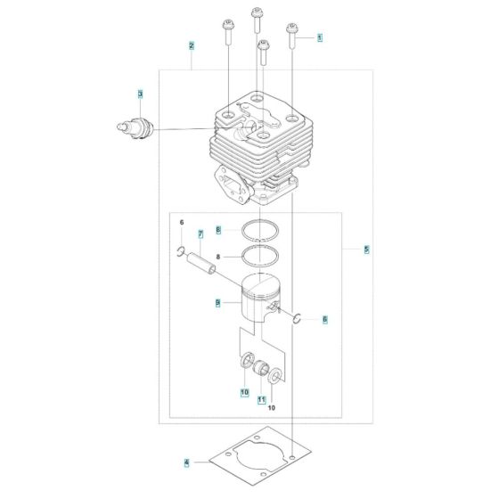 Cylinder Assembly for Husqvarna 143RS Brushcutter