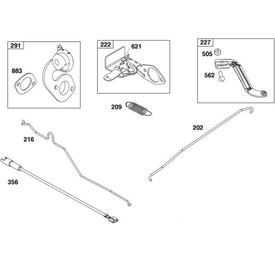 Control Assembly for Briggs and Stratton Model No. 14D932-0115-F1 Vertical Shaft Engine