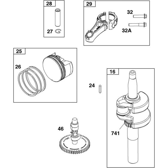 Crankshaft, Cylinder and Piston Assembly for Briggs and Stratton Model No. 14D932-0115-F1 Vertical Shaft Engine