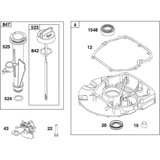 Lubrication Assembly for Briggs and Stratton Model No. 14D932-0115-F1 Vertical Shaft Engine