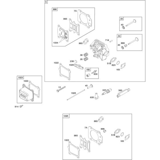 Cylinder Head Assembly for Briggs and Stratton Model No. 14D937-0101-G1 Vertical Shaft Engine