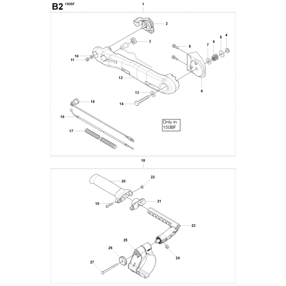 Handle & Controls Assembly For Husqvarna 150BF Leaf Blowers