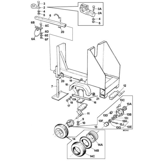 Two Wheel Mainframe & Towbar Assembly for Winget 150T Cement Mixers