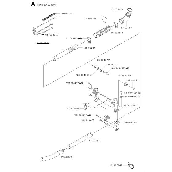 Tube Assembly For Husqvarna 155B Leaf Blowers