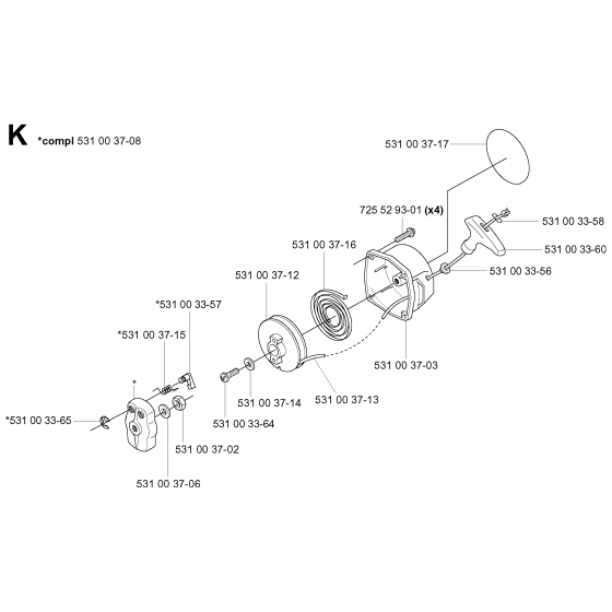 Starter Assembly For Husqvarna 155B Leaf Blowers