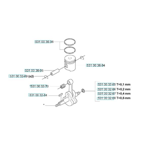 Piston, Crankshaft Assembly for Husqvarna 155 BT Blower