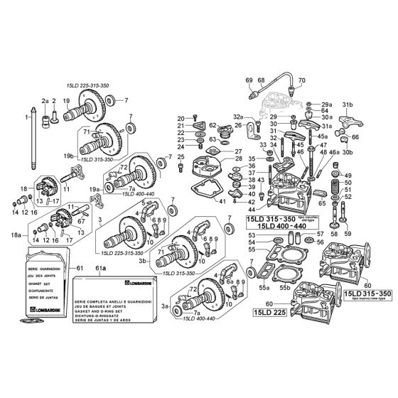 Cylinder Head Assembly for Lombardini 15LD (225) Engines