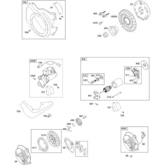 Blower Housing Assembly for Briggs and Stratton Model No.15T292-0071-F8 Horizontal Shaft Engine