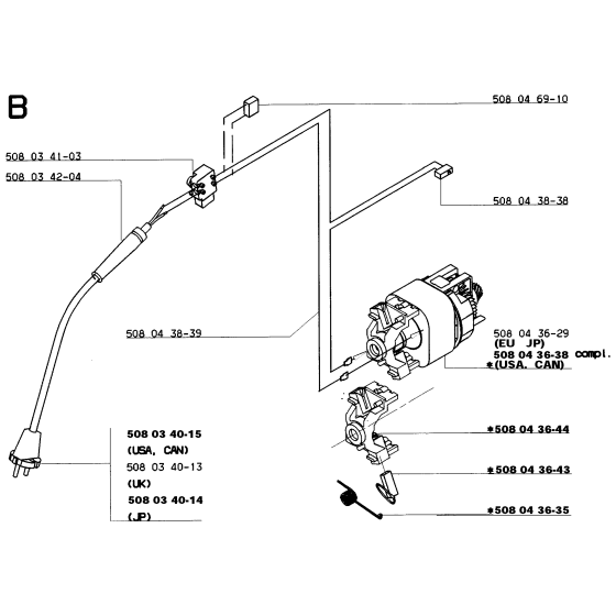 Electrical Assembly for Husqvarna 16 Electric Chainsaws