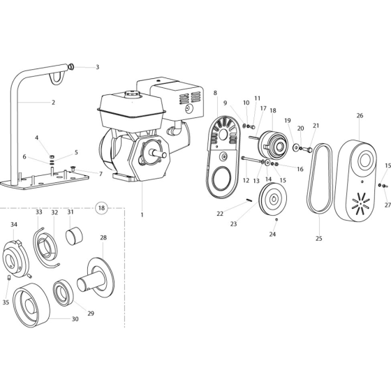 Motor, Bedplate & Drive Kit (8.0hp) for Belle 1600 Series Pro & Pro Tilt Trowel 