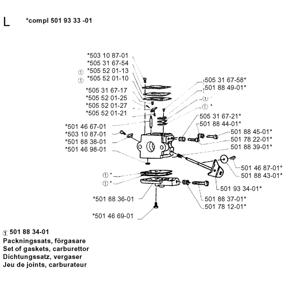 Carburetor Details Assembly for Husqvarna 16H Hedge Trimmers