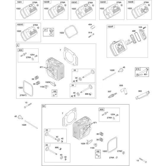 Cylinder Head Assembly for Briggs and Stratton Model No.305447-3075-G1 Horizontal Shaft Engine