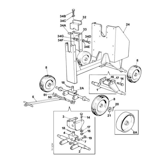 Four Wheel Mainfram and Tow Bar Assembly for Winget 175T Mixers