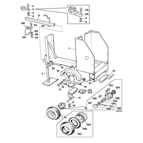 Two Wheel Mainframe and Tow Bar Assembly for Winget 175T Mixers