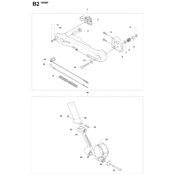 Handle & Controls Assembly For Husqvarna 180BF Leaf Blowers