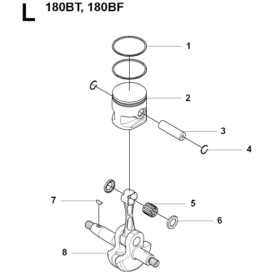 Piston & Crankshaft Assembly For Husqvarna 180BF Leaf Blowers