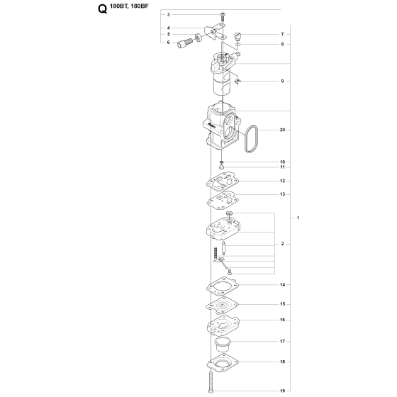 Carburetor Details Assembly For Husqvarna 180BF Leaf Blowers