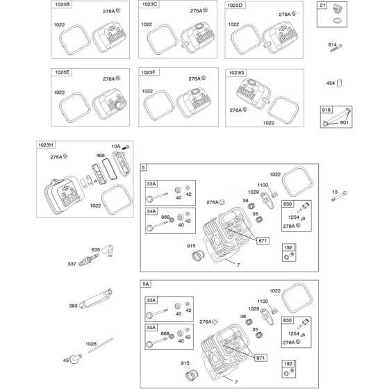 Cylinder Head Assembly for Briggs and Stratton Model No.356447-0026-G1 Horizontal Shaft Engine