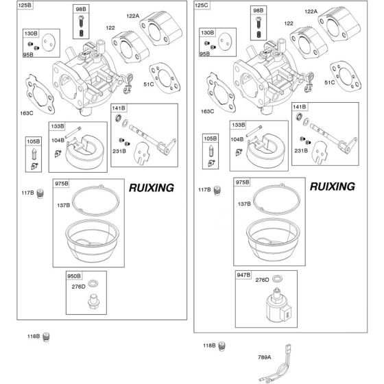 Carburettor Assembly 2 for Briggs and Stratton Model No. 356777-3137-G1 Vertical Shaft Engine