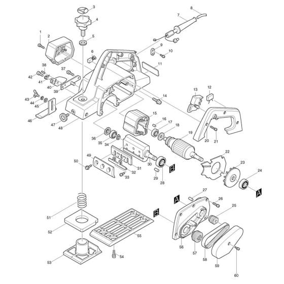 Armature, Housing, Switch Assembly for Makita 1923H Planer