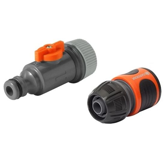 Water Connector 2 Piece Set with Tap for Garden Soaker Hose - Gardena