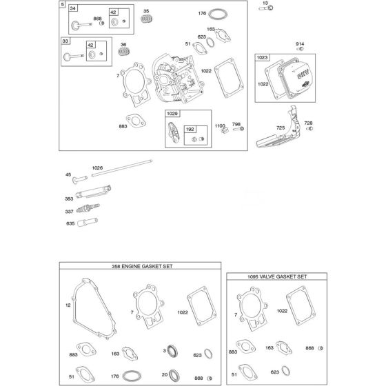 Cylinder Head Assembly for Briggs and Stratton Model No.19L232-0036-F1 Horizontal Shaft Engine