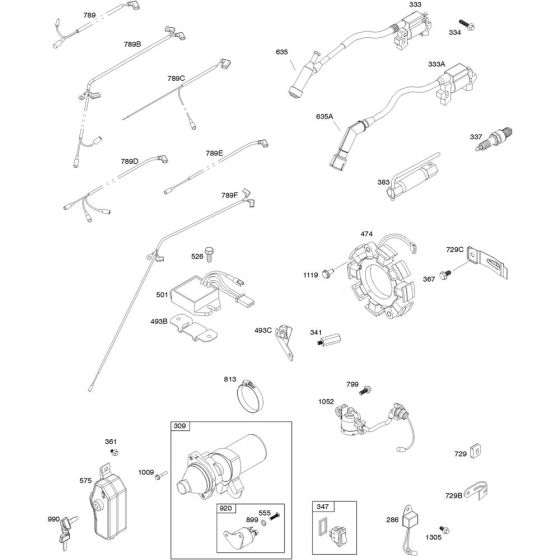 Alternator Assembly for Briggs and Stratton Model No.19N137-0053-F1 Horizontal Shaft Engine