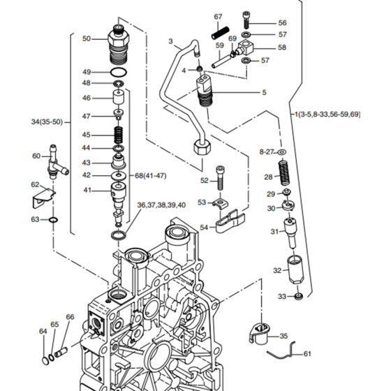 Injection Equipment Assembly for Hatz 1B20 Diesel Engine