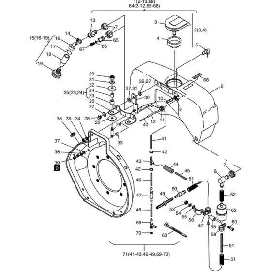 Fuel-1 Assembly for Hatz 1B20 Diesel Engine