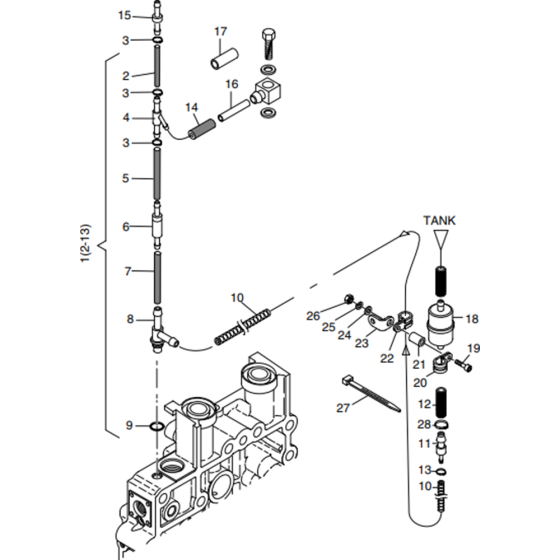 Fuel-3 Assembly for Hatz 1B20 Diesel Engine