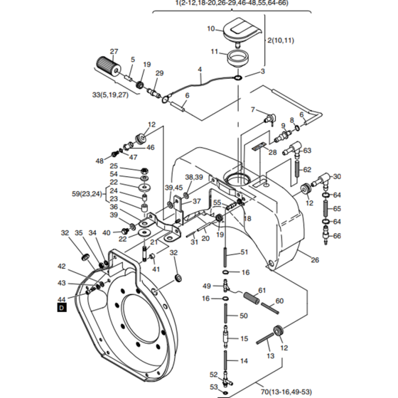 Fuel-4 Assembly for Hatz 1B20 Diesel Engine