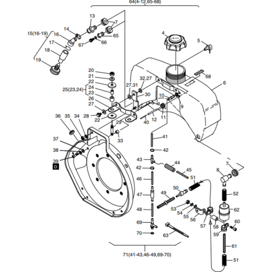 Fuel-6 Assembly for Hatz 1B20 Diesel Engine