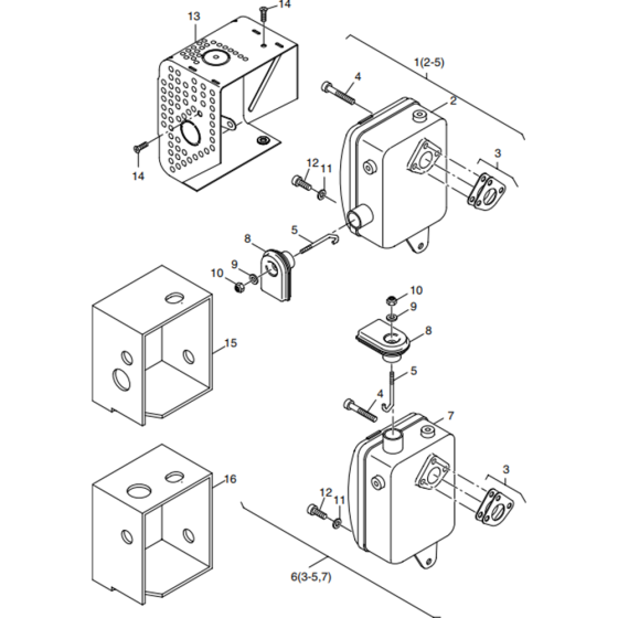 Exhaust Silencer Assembly for Hatz 1B20 Diesel Engine