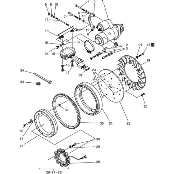 Starter, Altenator Assembly for Hatz 1B30 Engine