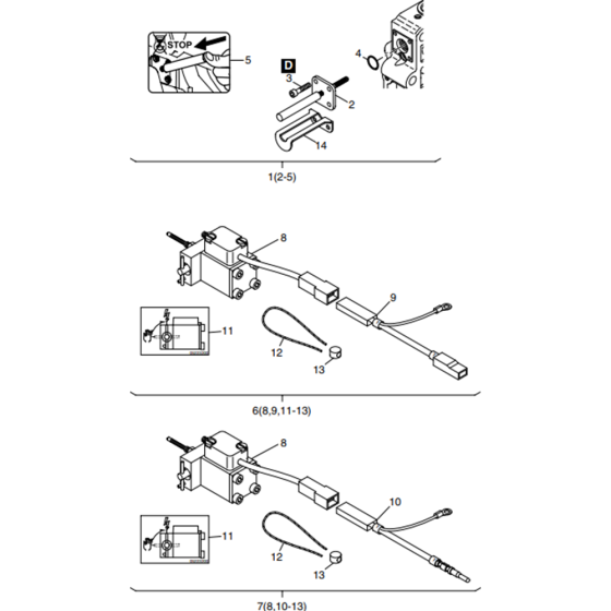 Engine Stop Device Assembly for Hatz 1B20 Diesel Engine